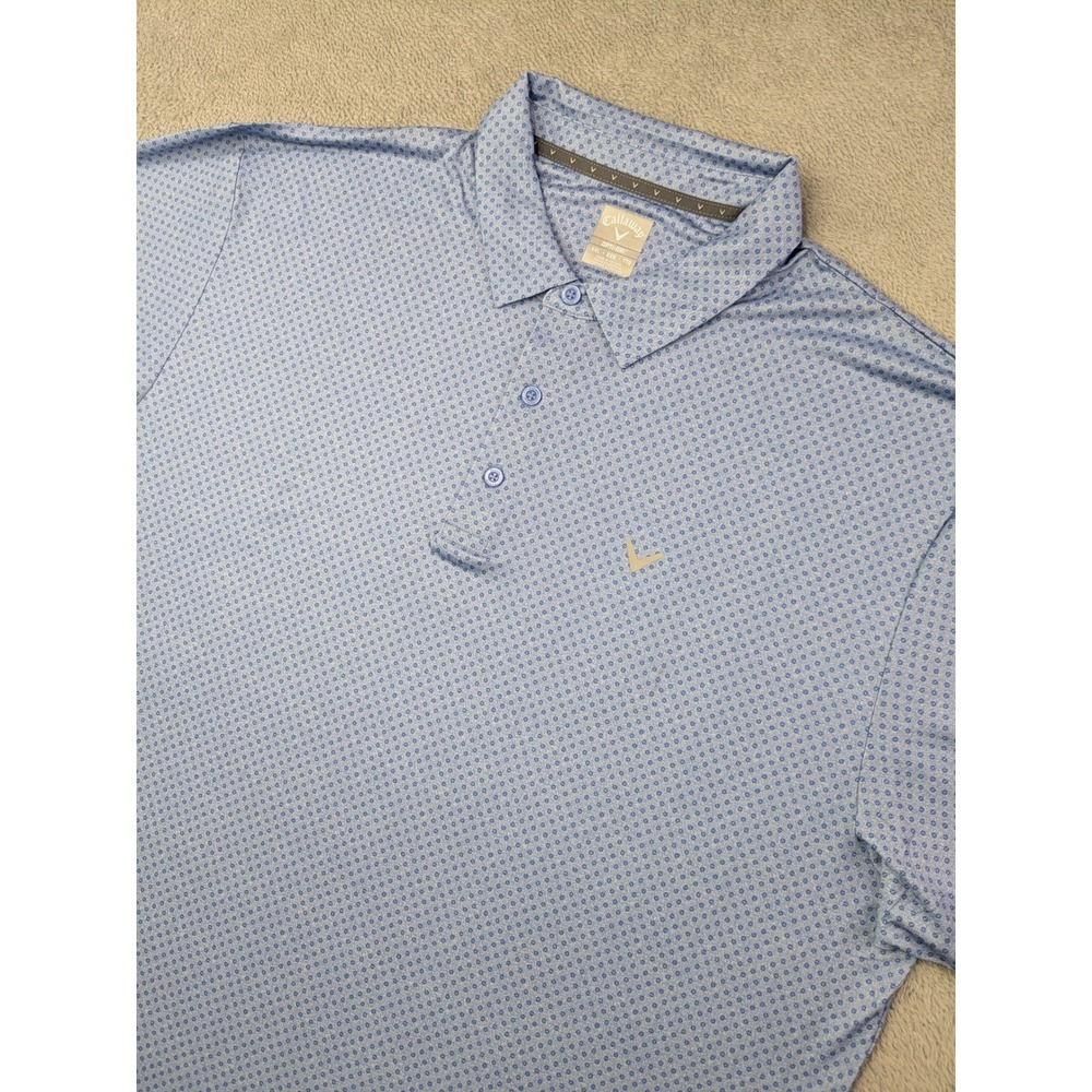 Callaway Mens Performance Stretch Polo Shirt Blue Geometric XXL CGKSF0M2